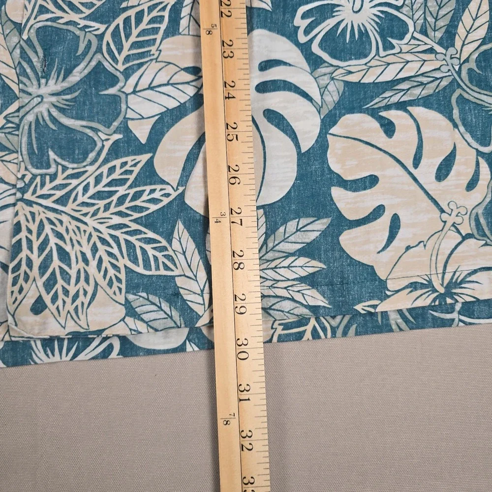 VTG KY's Hawaiian Shirt Mens 2XL Teal Hibiscus Floral Cotton Camp Made in USA